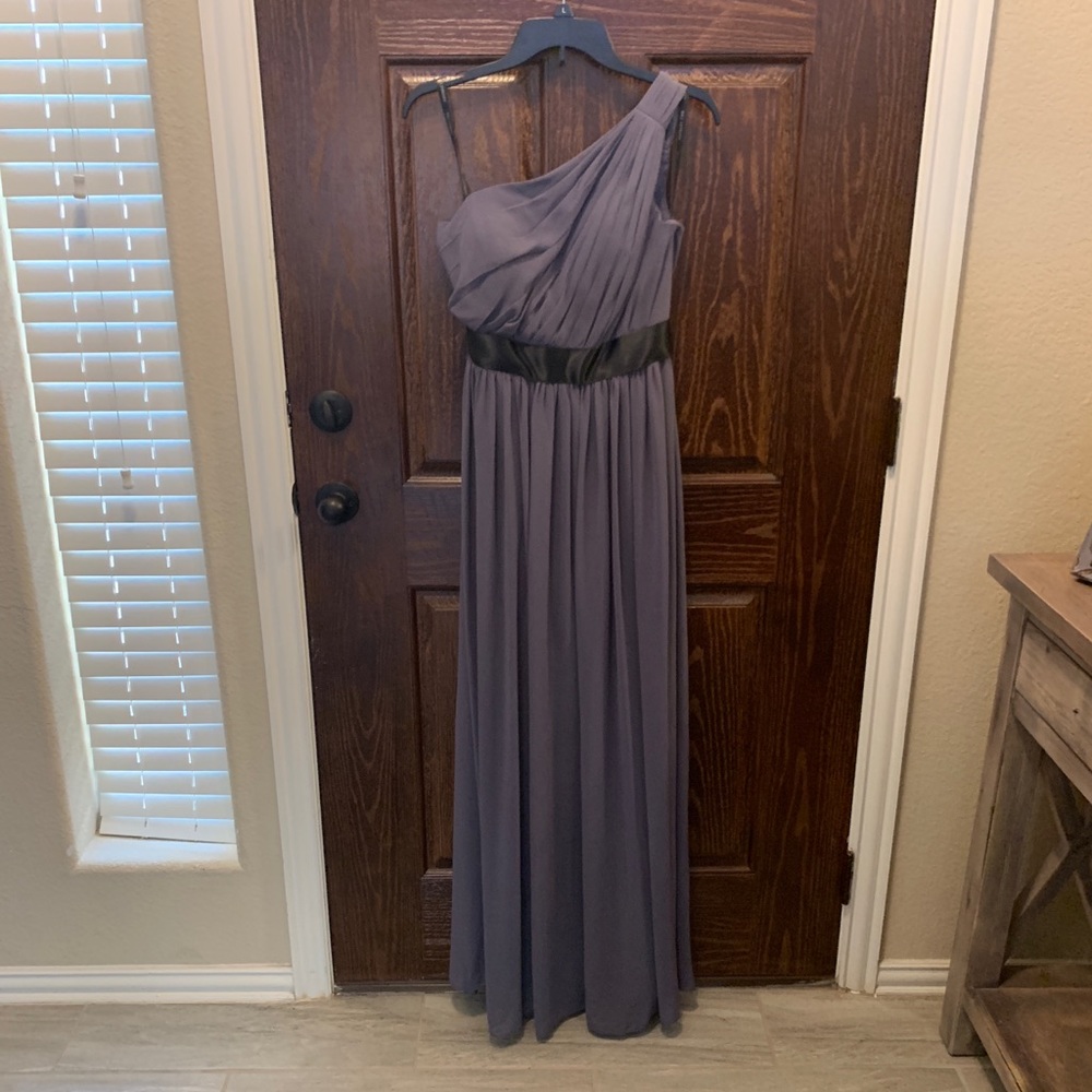 Bill Levkoff grey bridesmaid dress